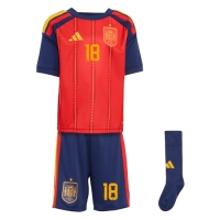 Camiseta España Martin Zubimendi #18 Primera Equipación Replica Mundial 2026 para niños mangas cortas (+ Pantalones cortos)